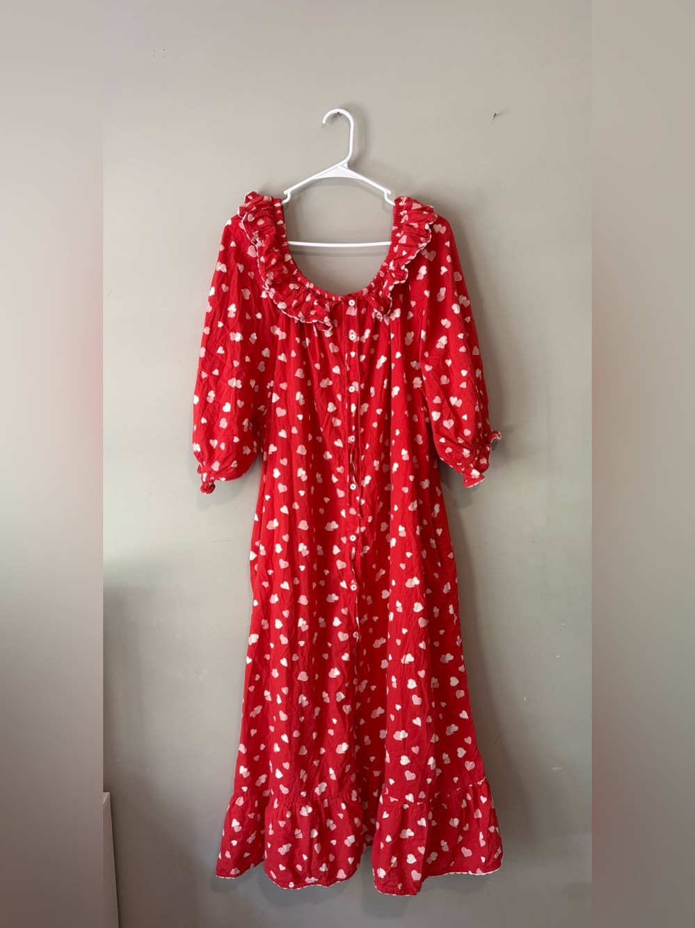 Printfresh x Pencil & Paper Red Heart Print Midi in Pink Red